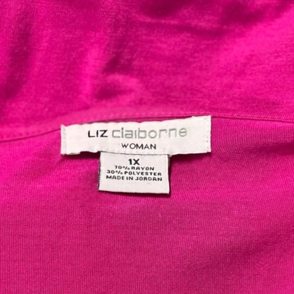Liz Claiborne Womens 1X Fuchsia Pink Tiered Ruffle Scoop Neck Tank Top Lagenlook - Picture 6 of 7